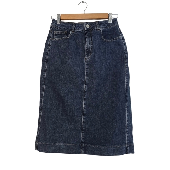 Scanlan Theodore Blue Denim Skirt stretchy - Picture 1 of 13